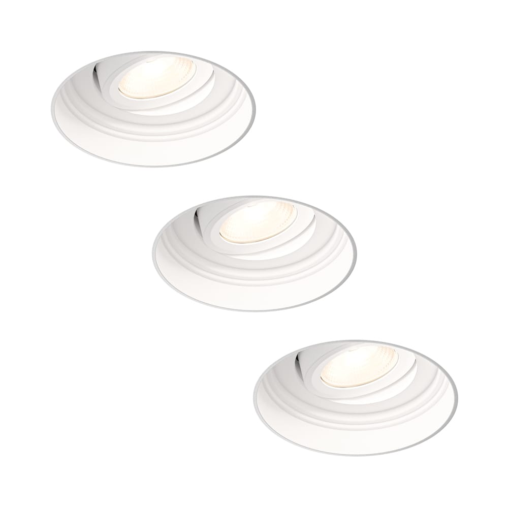 3x Lugo LED inbouwspots Trimless - Wit - Dimbaar - 5 Watt 450 Lumen - 2700K Warm Wit Licht - Kantelbaar - IP65 - Voor Binnen & Buiten | HOFTRONIC