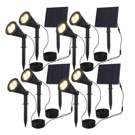 4 Sets van 2 Bend solar prikspots met los zonnepaneel - Incl. schemerschakelaar - 3000K warm wit - 2 lichtstanden - 200lm - 6-9 uur brandtijd - IP65 waterdicht | HOFTRONIC