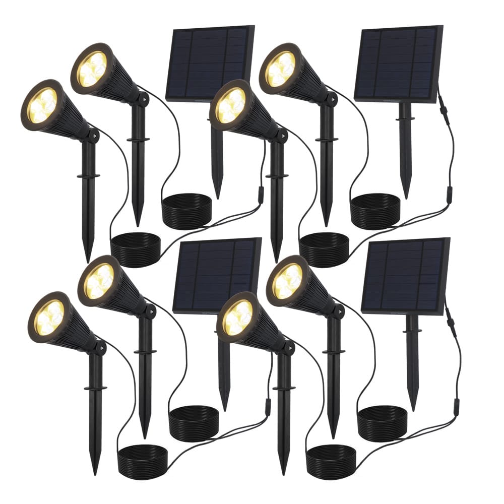 4 Sets van 2 Bend solar prikspots met los zonnepaneel - Incl. schemerschakelaar - 3000K warm wit - 2 lichtstanden - 200lm - 6-9 uur brandtijd - IP65 waterdicht | HOFTRONIC
