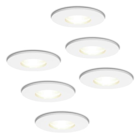 6x Barcelona LED Inbouwspots - Dimbaar - 4 Watt 4000K Neutraal Wit - GU10 Fitting - IP44 - Wit - Voor binnen