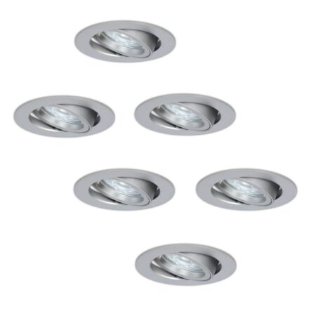 6x Jose LED Inbouwspots - 4W 450 Lumen - 6500K - Kantelbaar - RVS | HOFTRONIC