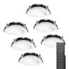 6x LED inbouwspots Rome - Wit - 6 Watt 500 lumen - Kantelbaar - Dimbaar - 2700K warm wit - IP44 Waterdicht - Inclusief afstandsbediening - Geringe inbouwdiepte | HOFTRONIC