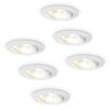 6x Lugo LED Inbouwspots - Wit - Dimbaar - 5 Watt 450 Lumen - 2700K Warm Wit Licht - Kantelbaar - IP65 - Voor Binnen & Buiten | HOFTRONIC