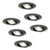 6x Lugo LED Inbouwspots - Zwart - Dimbaar - 5 Watt 450 Lumen - 2700K Warm Wit Licht - Kantelbaar - IP65 - Voor Binnen & Buiten | HOFTRONIC