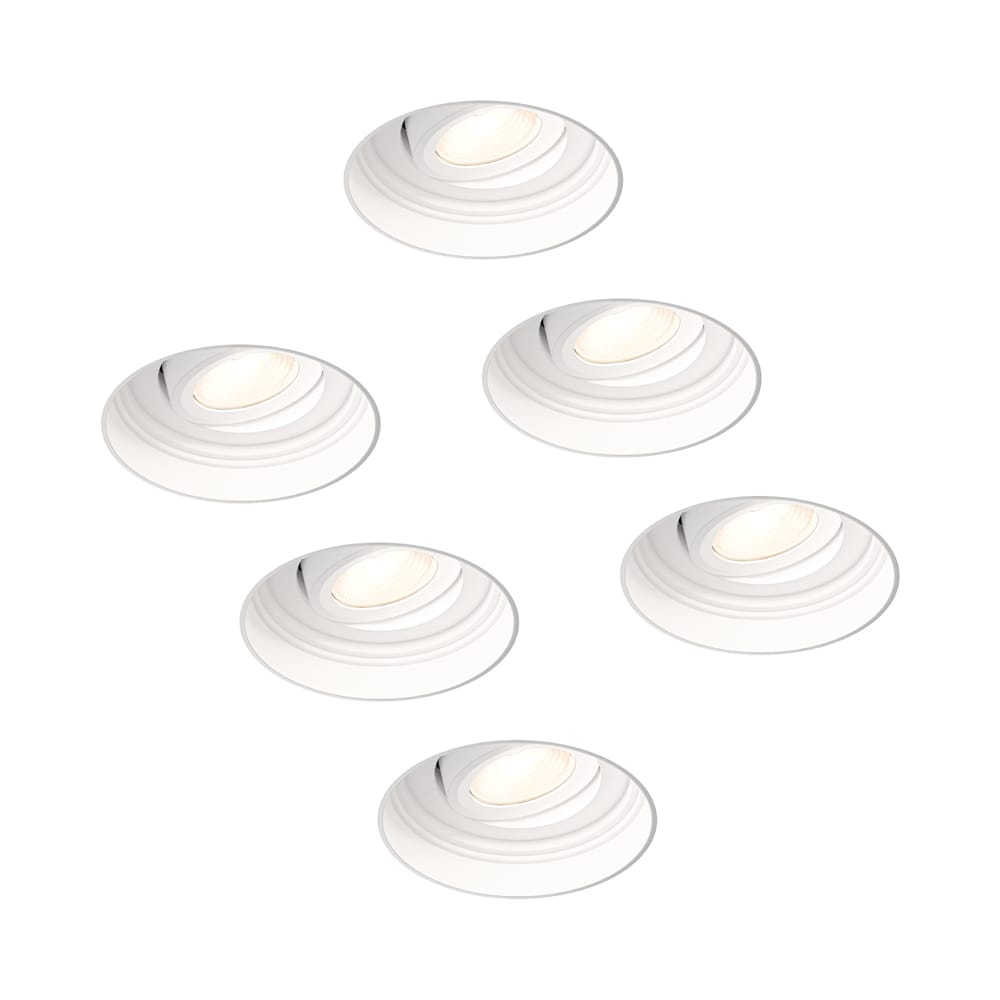 6x Lugo LED inbouwspots Trimless - Wit - Dimbaar - 5 Watt 450 Lumen - 2700K Warm Wit Licht - Kantelbaar - IP65 - Voor Binnen & Buiten | HOFTRONIC