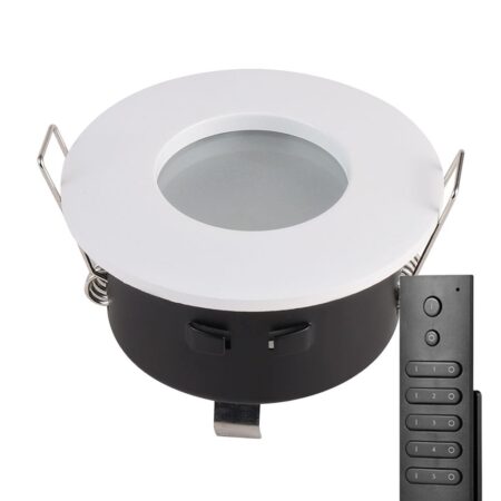 8x LED inbouwspots Barcelona - Wit - 4 Watt 345 lumen - 2700K warm wit - IP44 waterdicht - GU10 - Dimbaar - met dimmer en afstandsbediening - Voor badkamer | HOFTRONIC
