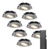 8x LED inbouwspots Rome - RVS - 6 Watt 500 lumen - Kantelbaar - Dimbaar - 2700K warm wit - IP44 Waterdicht - Inclusief afstandsbediening - Geringe inbouwdiepte | HOFTRONIC