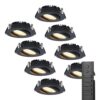 8x LED inbouwspots Rome - Zwart - 6 Watt 500 lumen - Kantelbaar - Dimbaar - 2700K warm wit - IP44 Waterdicht - Inclusief afstandsbediening - Geringe inbouwdiepte | HOFTRONIC