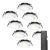 8x Rome LED inbouwspots - Wit - 6W 500lm - Kantelbaar - Dimbaar - 2700K - IP44 - Afstandsbediening | HOFTRONIC