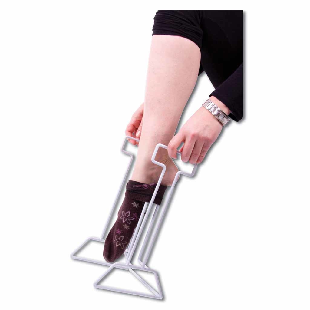 Aantrekhulp steunkousen | Met gladde plastic afwerking | Hoogte: 36 cm | Rekje voor kousen aantrekken | ThuiszorgwinkelXL