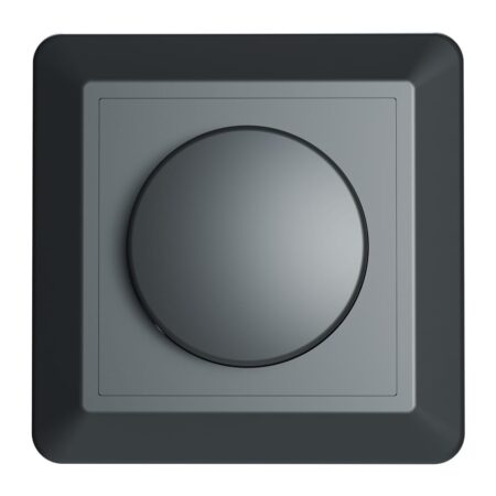 Afdekmateriaal met dimmerknop - Geschikt voor LED Dimmers - Incl. centraalplaat en raamwerk - Druk/draaischakelaar - Mat zwart | HOFTRONIC
