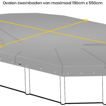 Afdekzeil voor ovaal zwembad 1110 x 550cm (zeilmaat 1170 x 610) | W'eau