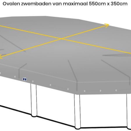 Afdekzeil voor ovaal zwembad 550 x 350cm (zeilmaat 610 x 410) | W'eau