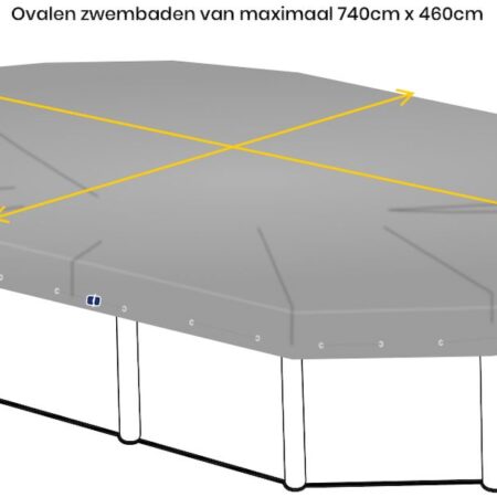 Afdekzeil voor ovaal zwembad 740 x 460cm (zeilmaat 800 x 520) | W'eau