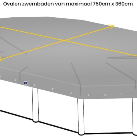 Afdekzeil voor ovaal zwembad 750 x 360cm (zeilmaat 810 x 420) | W'eau