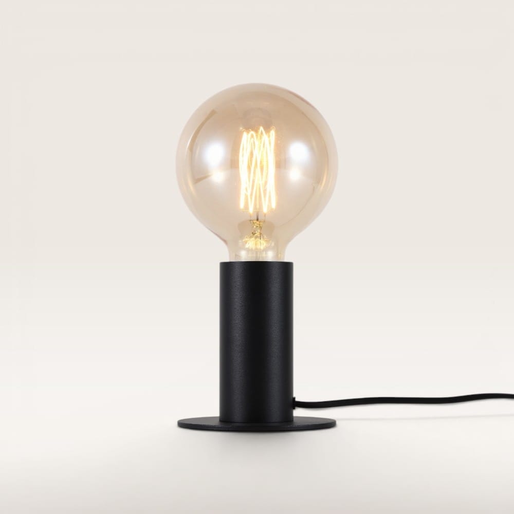 Albedo - Tafellamp Zwart Metaal 12 cm - Tafellamp woonkamer - Minimalistisch design - E27 fitting - Met aan/uit-schakelaar | LUSENZ