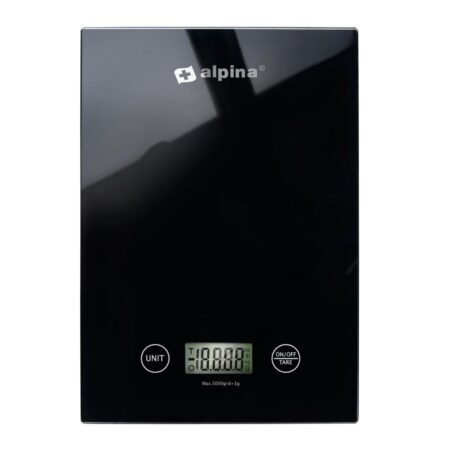 Alpina Keukenweegschaal glas 5kg zwart | Alpina