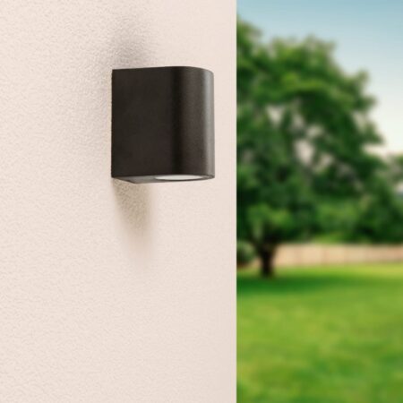 Alvin Dimbare LED wandlamp - GU10 excl. lichtbron - IP44 - Spotlight voor binnen en buiten - Wandspot - Zwart - Downlight - Polycarbonaat | HOFTRONIC