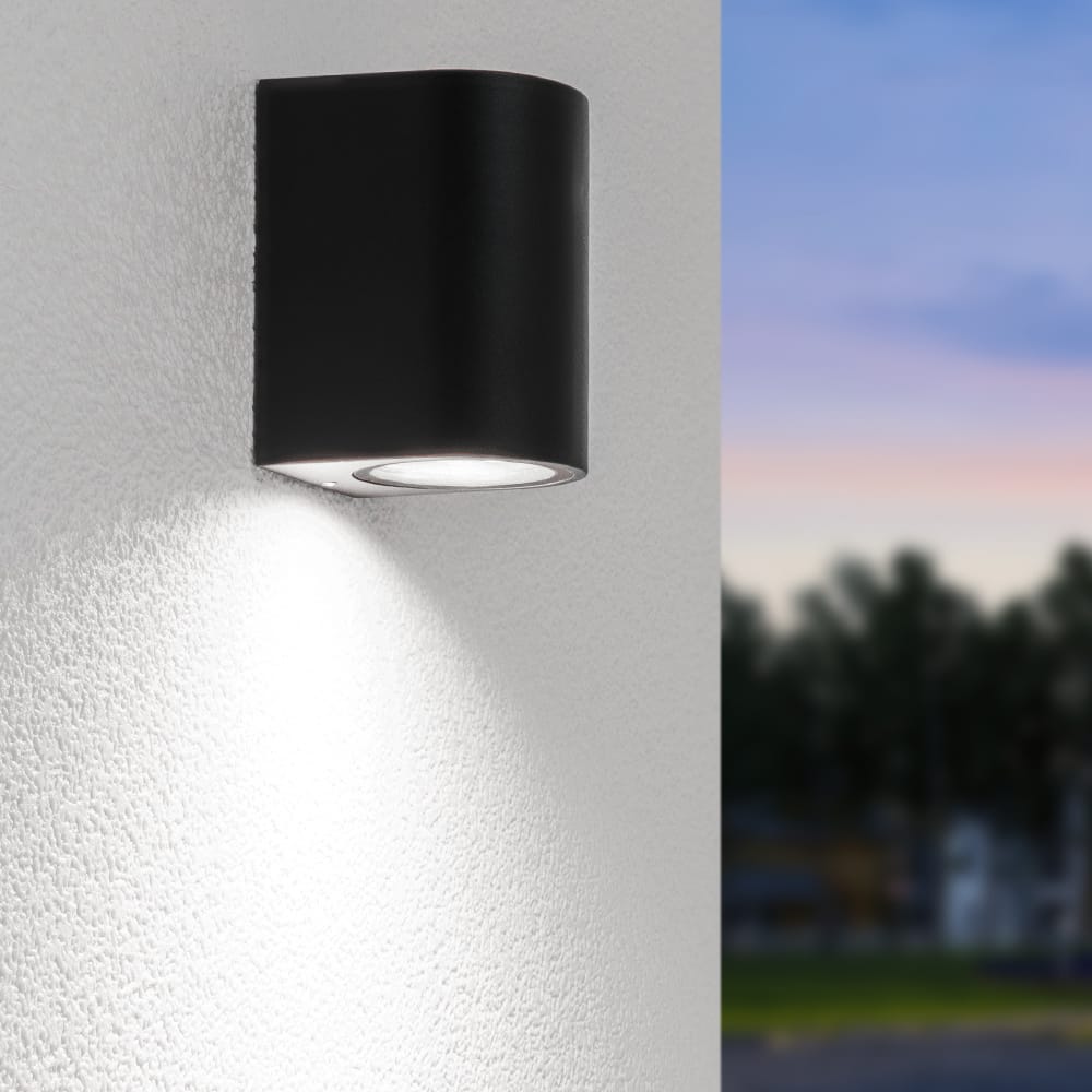 Alvin LED Wandlamp - Dimbaar - 4 Watt - 345 Lumen - 6500K Daglicht Wit - IP64 Waterdicht voor Binnen en buiten - GU10 Vervangbare lichtbron - Downlight - Zwart | HOFTRONIC