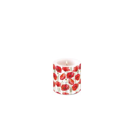 Ambiente Kaars small Poppy all over wit | Ambiente