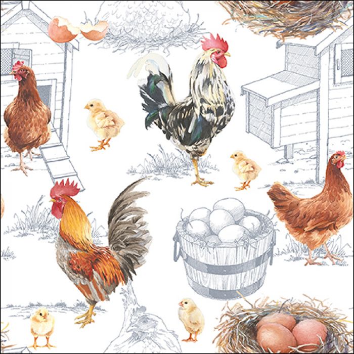 Ambiente Servetten Chicken Farm 33cm | Ambiente