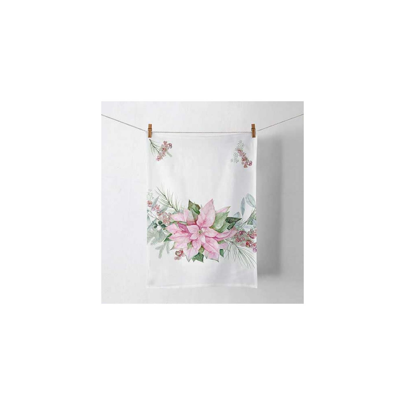 Ambiente Theedoek Pink poinsettia | Ambiente