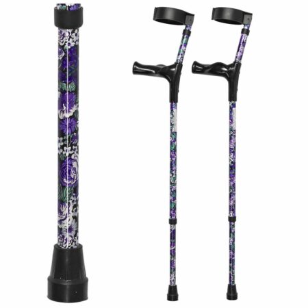 Anatomische Elleboogkrukken - Diverse Prints | Kies uw kleur : Bloemen paars | ThuiszorgwinkelXL