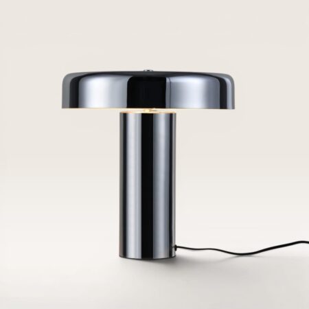 Arcene - Retro Tafellamp Chroom 30 cm - Dressoir lamp - Gecoat metaal - E14 fitting - Met aan/uit-schakelaar | LUSENZ