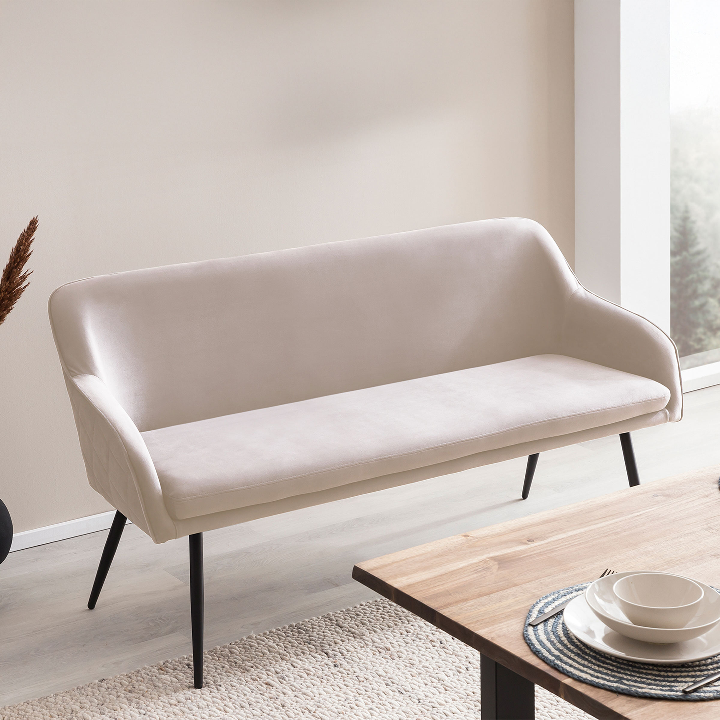 Artistiq Eetkamerbank Tynise Velvet - Crème | Artistiq Living