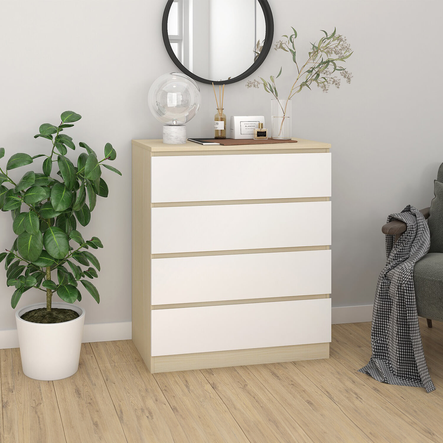 Artistiq Ladekast Youba Met 4 laden - Naturel/Wit | Artistiq Living