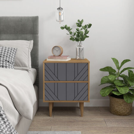 Artistiq Nachtkastje Beckham 2 lades - Grijs / Naturel | Artistiq Living