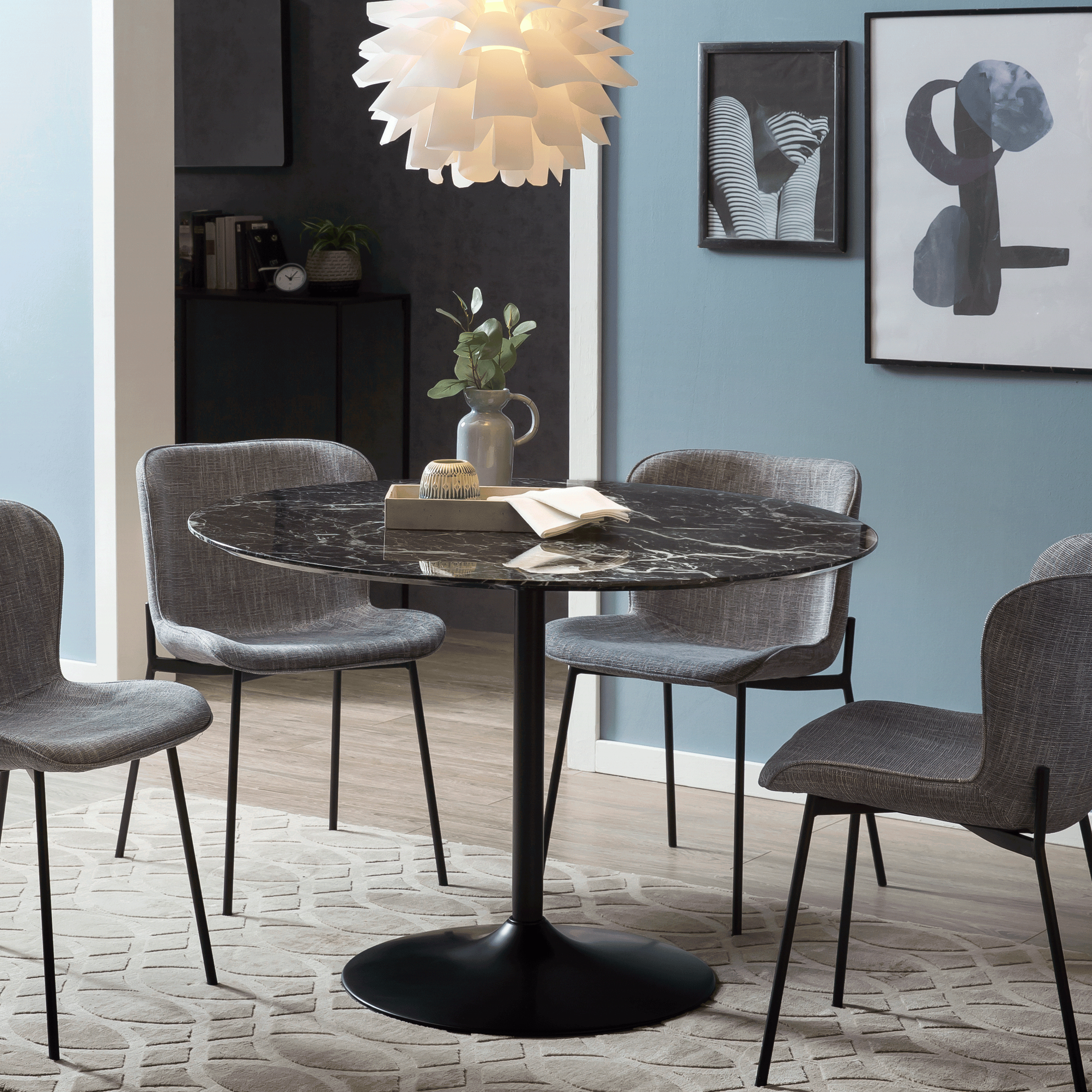 Artistiq Ronde Eettafel Paxten 110cm - zwart marmerlook | Artistiq Living