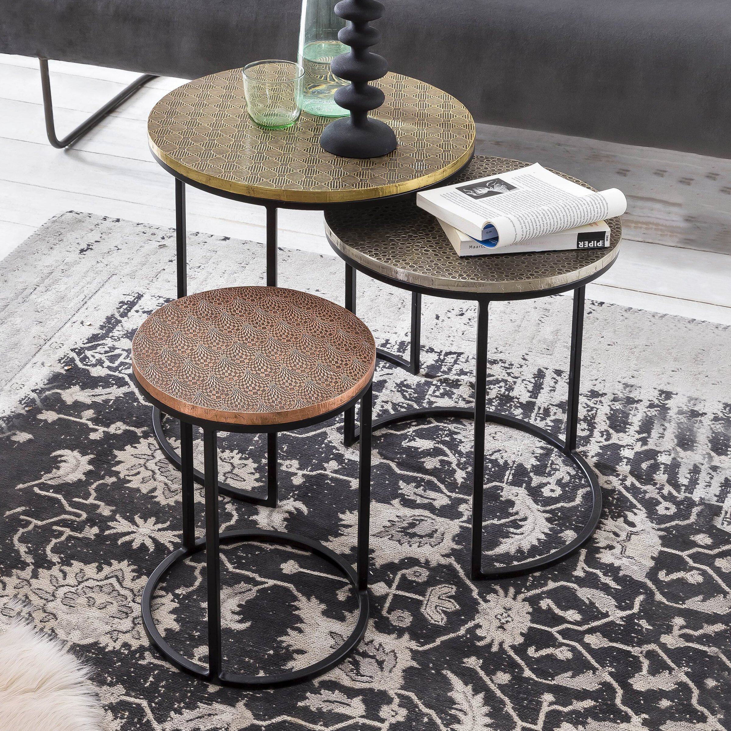 Artistiq Salontafel Hajo Set van 3 stuks - Meerkleurig - Rond | Artistiq Living