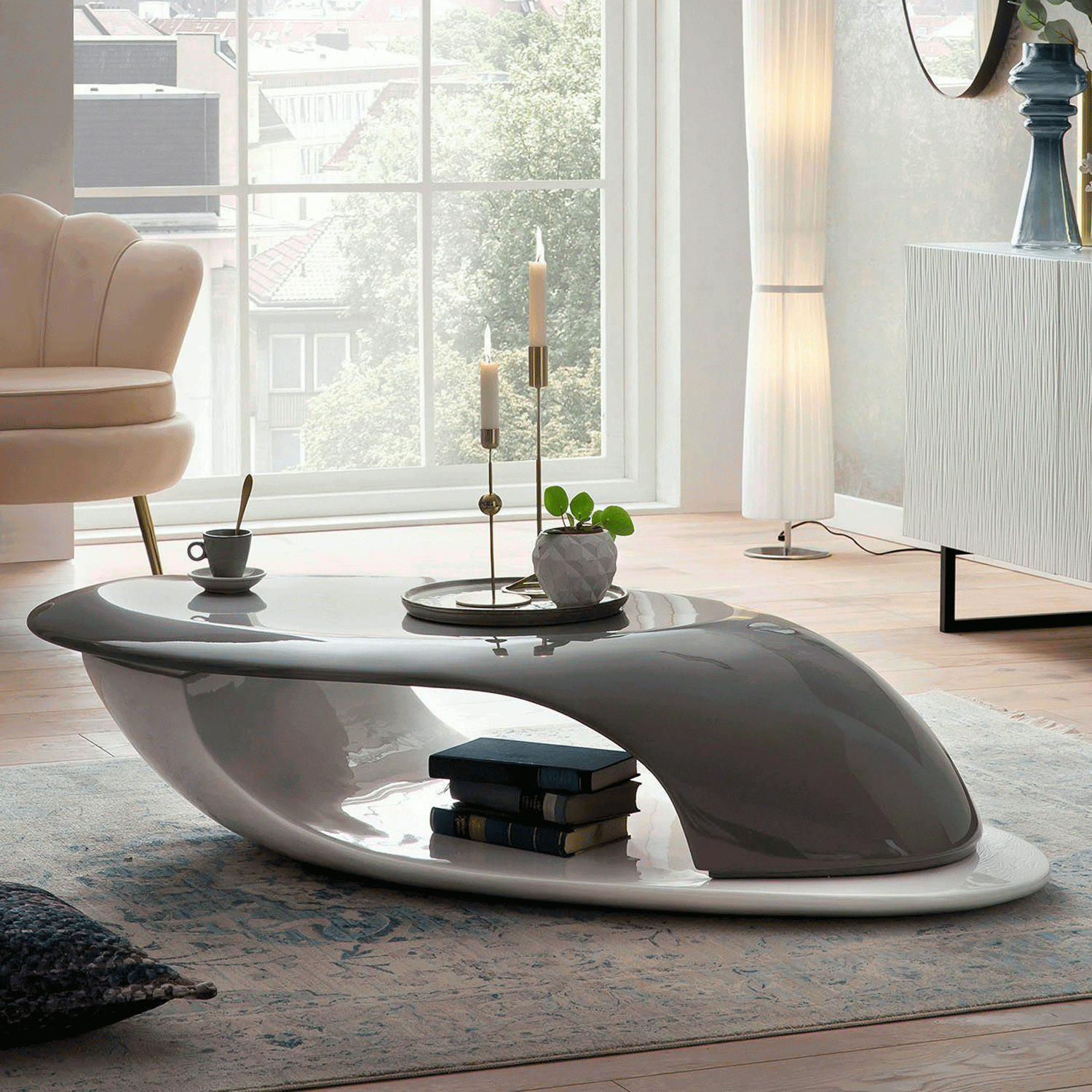 Artistiq Salontafel Zan 130 x 58cm - grijs / wit | Artistiq Living
