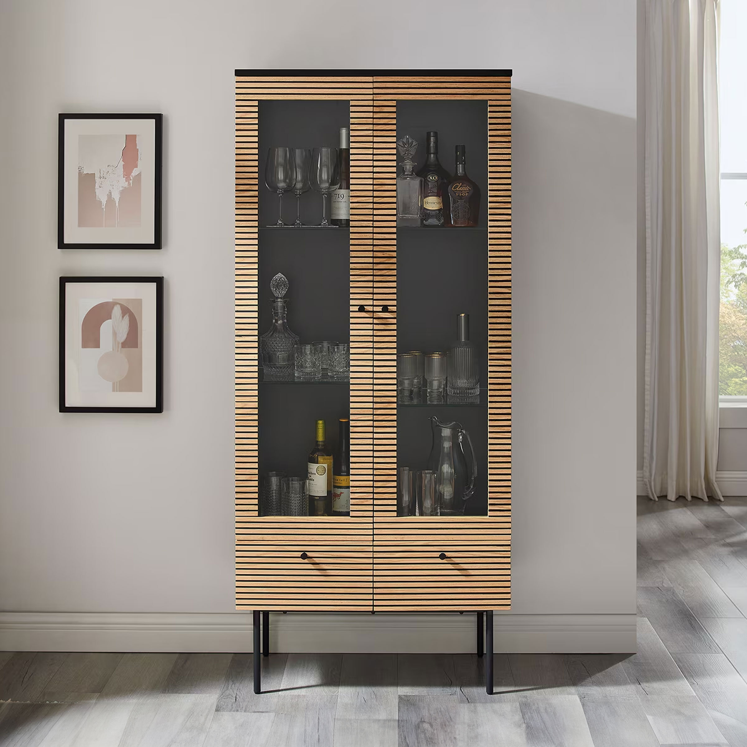 Artistiq Vitrinekast Shoua 179 x 79cm - Bruin | Artistiq Living