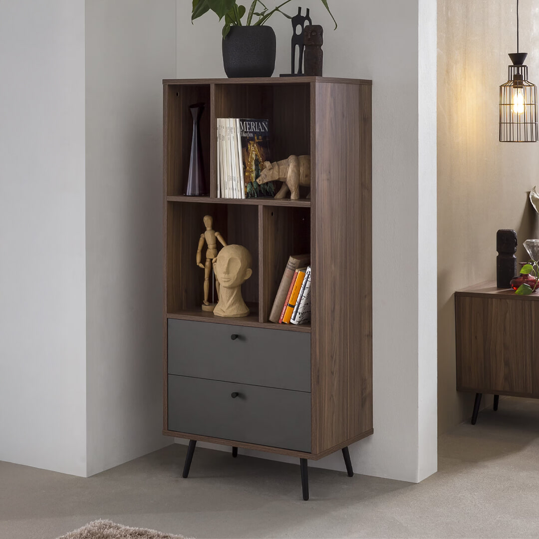 Artistiq Wandkast Romain 138 x 60cm - Walnoot / Grijs | Artistiq Living