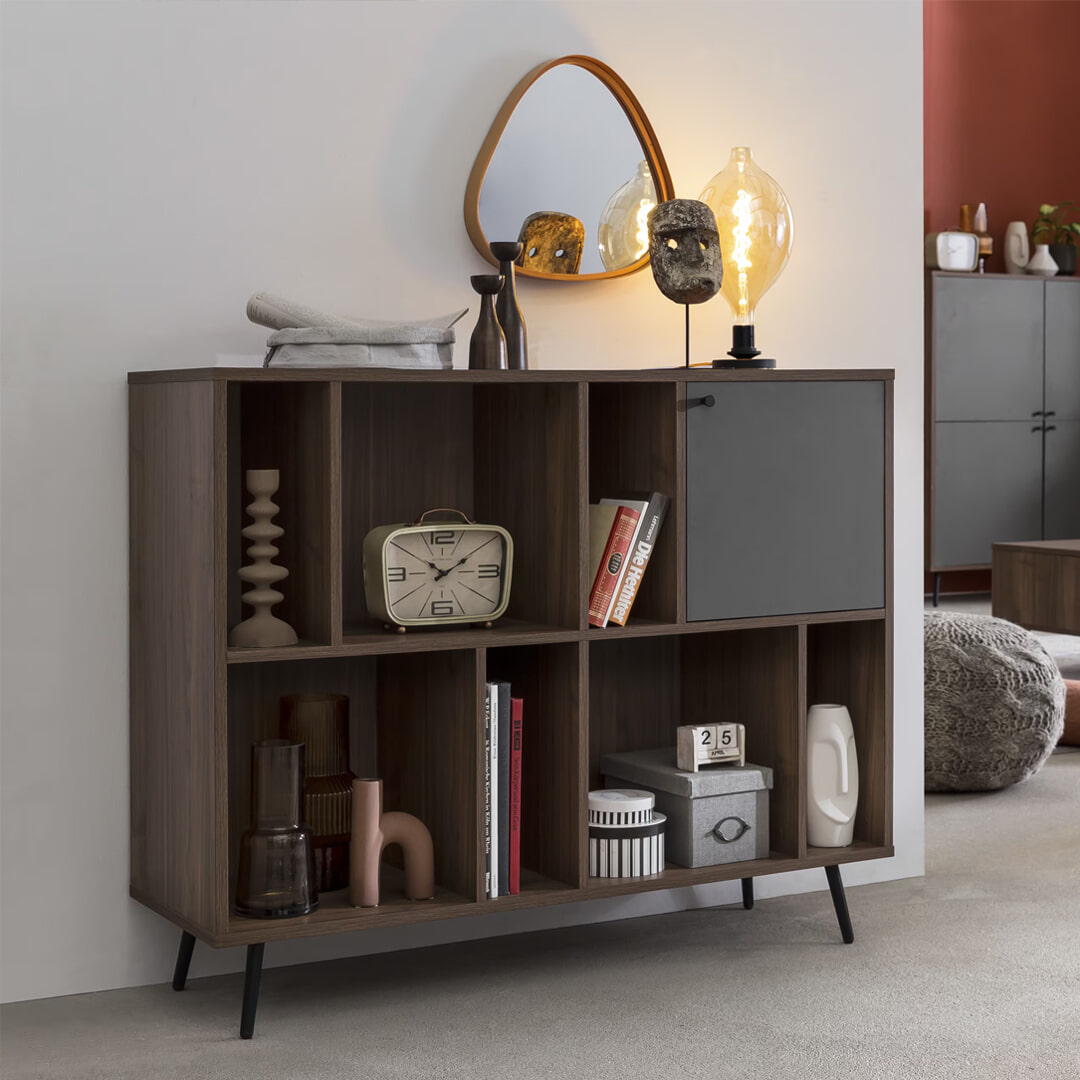 Artistiq Wandkast Romain 76 x 118cm - Walnoot / Grijs | Artistiq Living