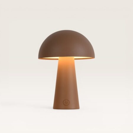 Arvento - Paddenstoel lamp oplaadbaar Bruin 20 cm - Tafellamp horeca - Dimbaar - Retro design - USB-C - IP44 voor buiten - 3000K/4500K/6000K | LUSENZ