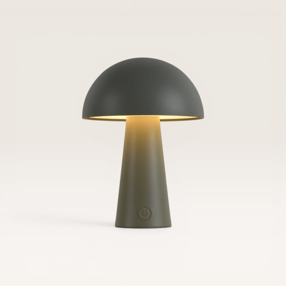 Arvento - Paddenstoel lamp oplaadbaar Groen 20 cm - Tafellamp horeca - Dimbaar - Retro design - USB-C - IP44 voor buiten - 3000K/4500K/6000K | LUSENZ