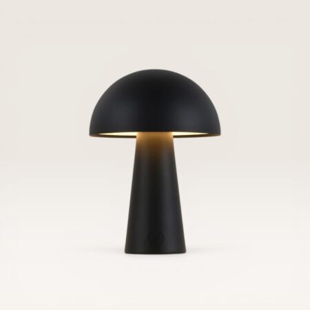 Arvento - Paddenstoel lamp oplaadbaar Zwart 20 cm - Tafellamp horeca - Dimbaar - Retro design - USB-C - IP44 voor buiten - 3000K/4500K/6000K | LUSENZ