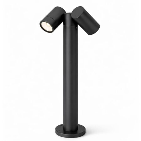 Aspen Dubbel LED sokkellamp - 45cm - 2x 4 Watt 345 Lumen - Kantelbaar - IP64 Waterdicht - 6500K - Padverlichting - Zwart - Staande buitenlamp | HOFTRONIC