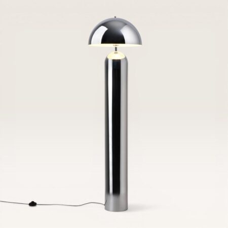 Asteri - Design Retro Staande lamp Chroom Metaal 150 cm - Woonkamer lamp - E27 fitting - Met voetschakelaar | LUSENZ