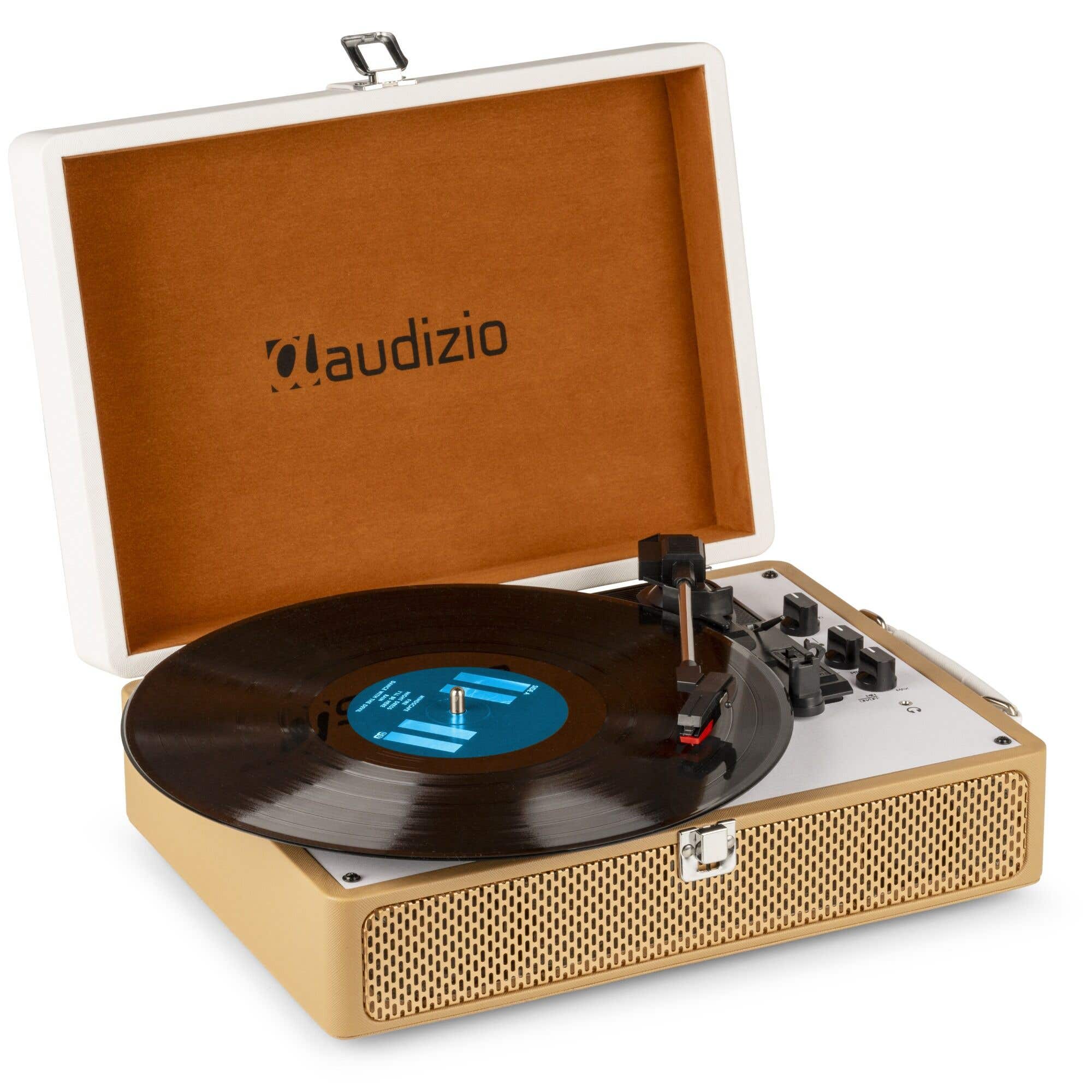 Audizio RP119 - Retro platenspeler met Bluetooth in bruin/witte koffer | Audizio