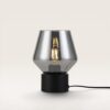 Aureta - Zwarte Tafellamp Smoke glas 20 cm - Dressoir lamp - Tafellamp hotel Chique - Zwart Metaal - E27 fitting - Met aan/uit-schakelaar | LUSENZ