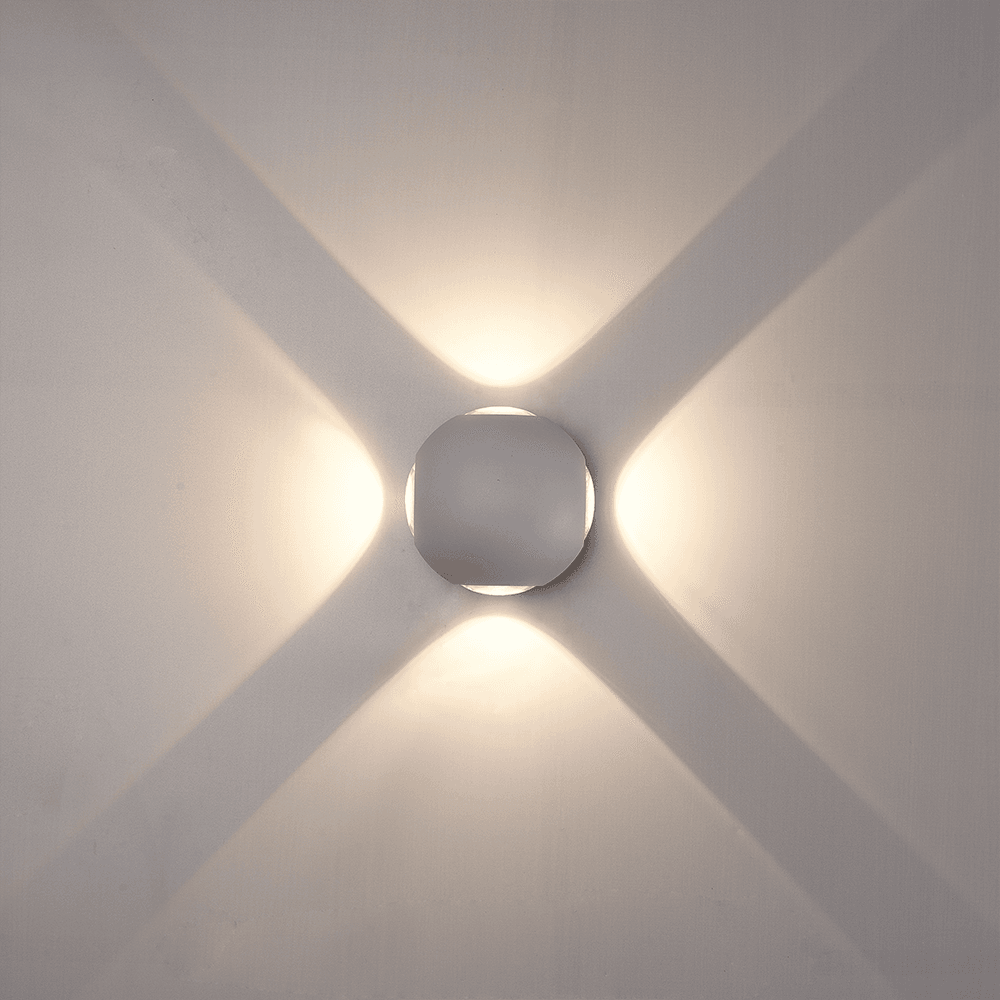 Austin LED Wandlamp 4-lichts - 4W 460lm - IP54 - 3000K Warm Wit - Binnen en buiten - Rondom licht - Grijs | HOFTRONIC