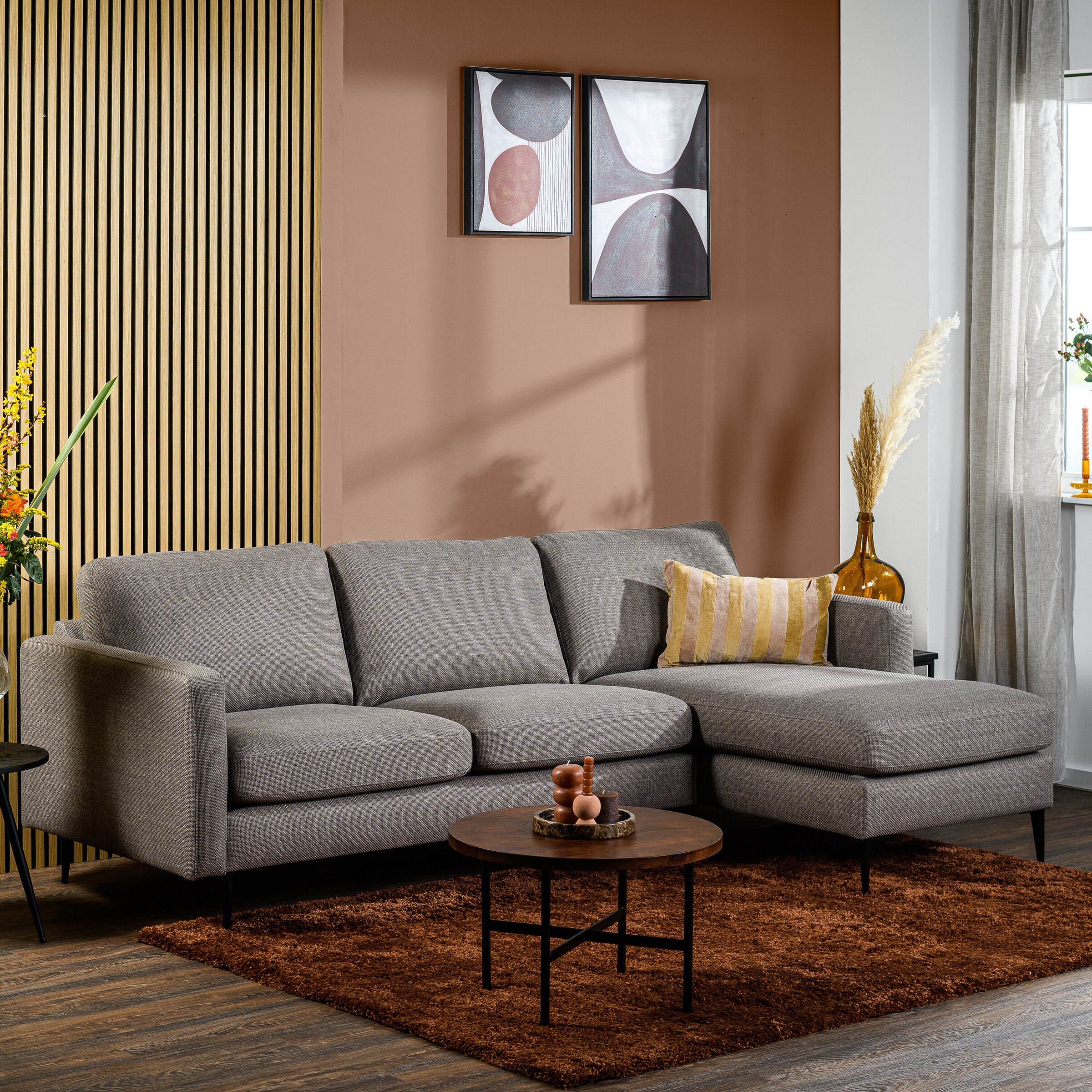 BASE 3-zits Loungebank Shawneen Links/Rechts - Taupe | BASE