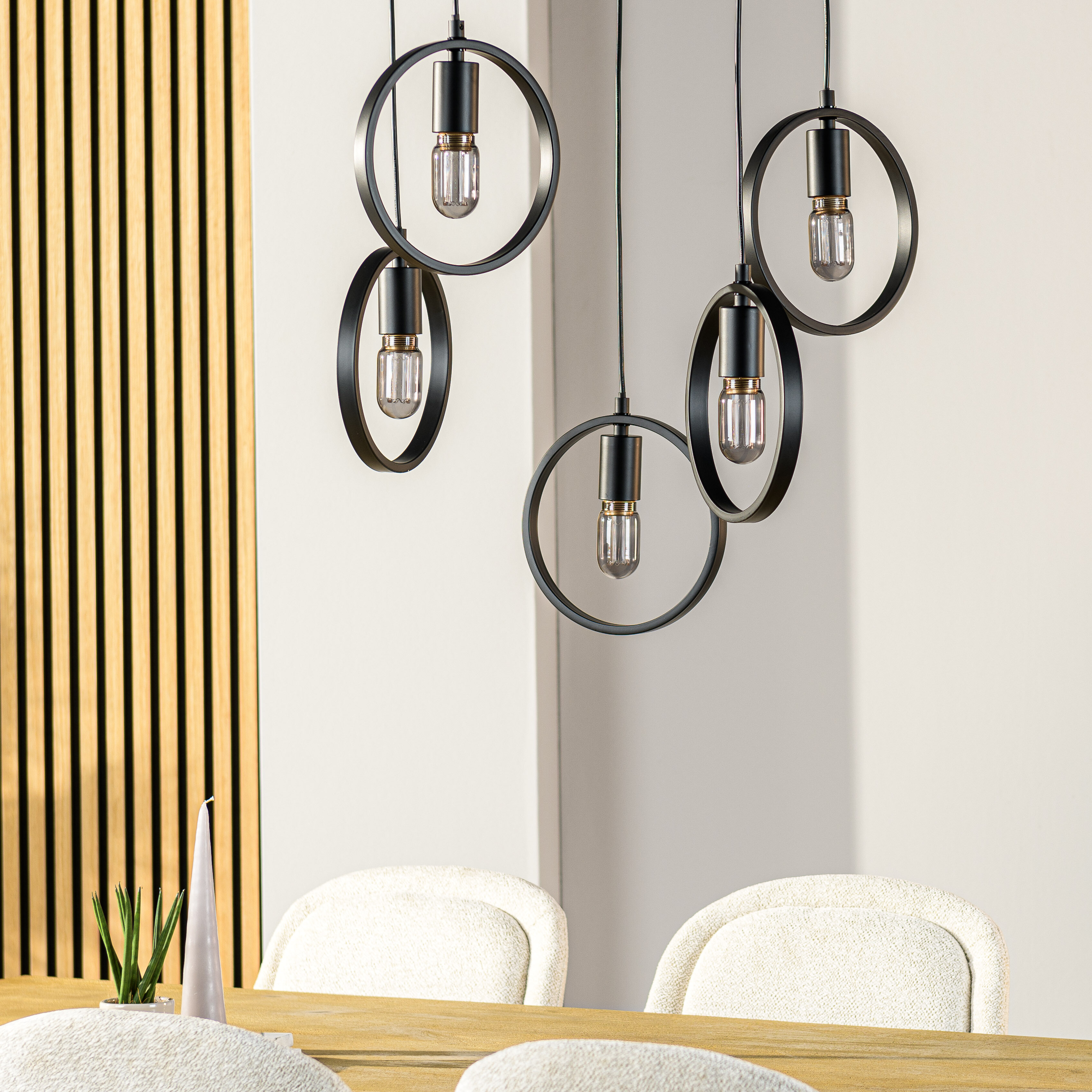 BASE Hanglamp Jadine 5-lamps - Zwart | BASE