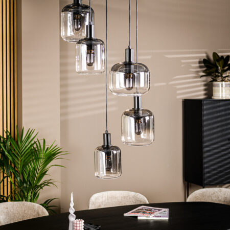 BASE Hanglamp Jesalyn 5-lamps - Smoke | BASE