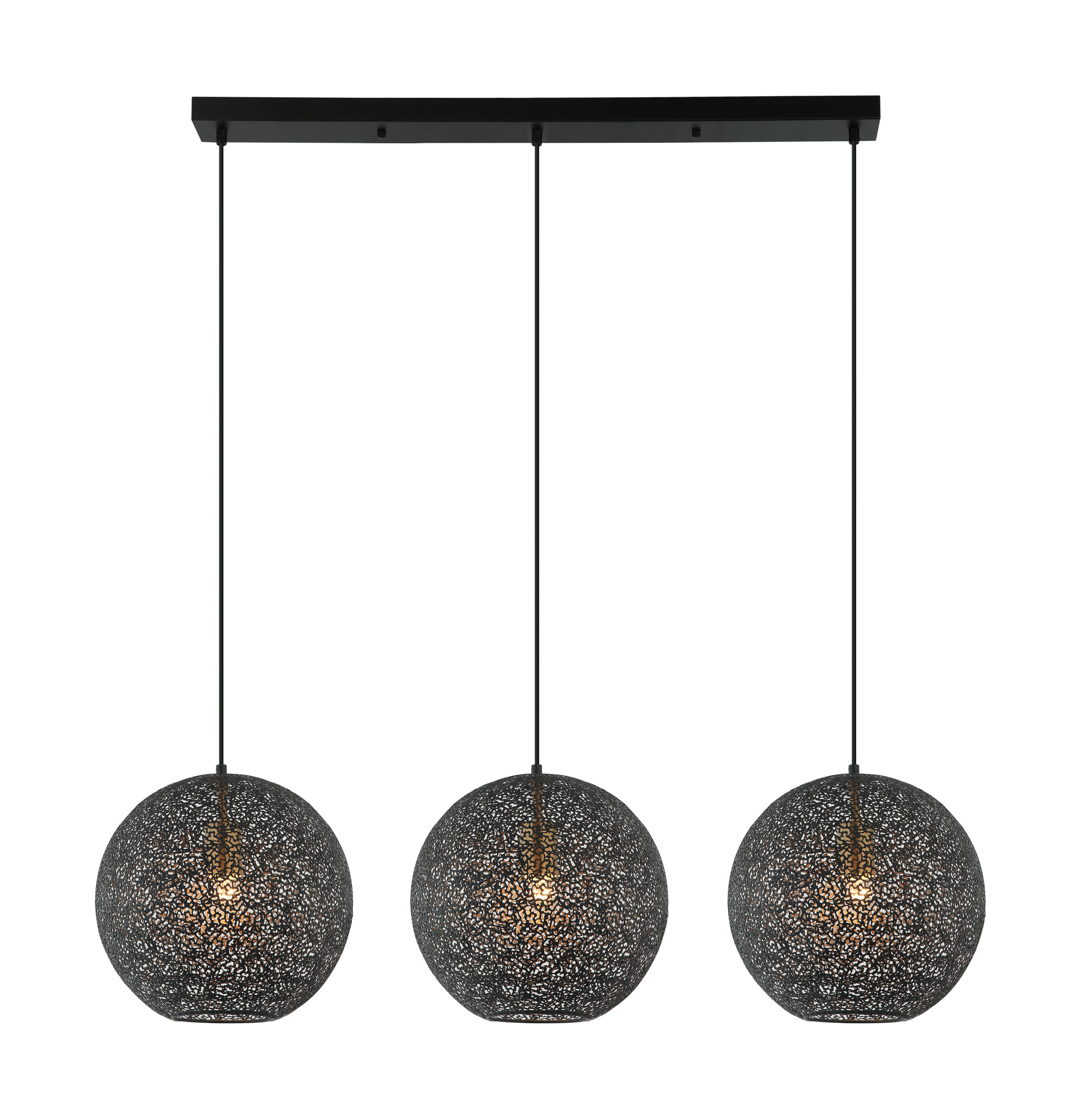 BASE Hanglamp Kasee 3-lamps Metaal - Zwart | BASE