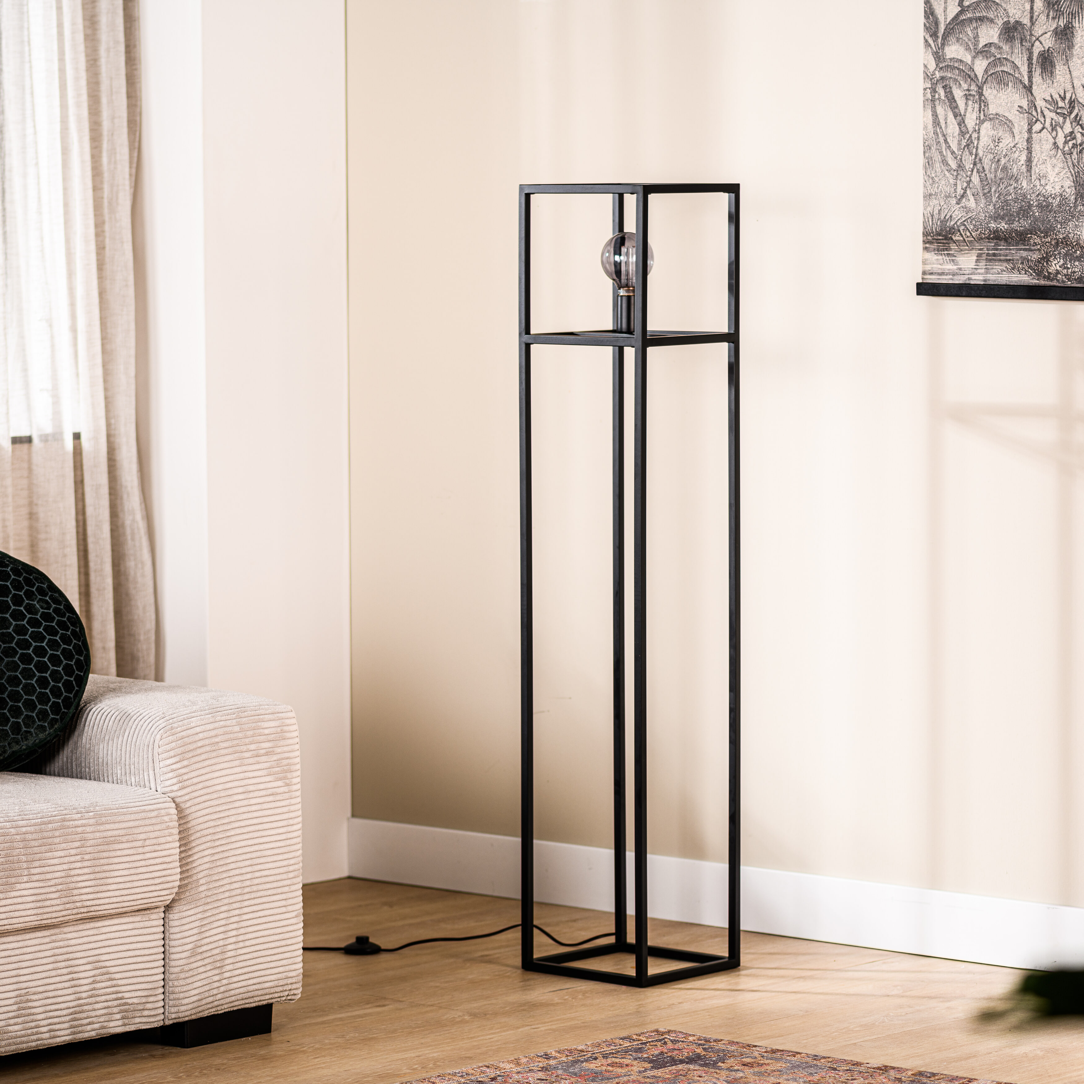 BASE Vloerlamp Justyne 1-lamps - Zwart | BASE